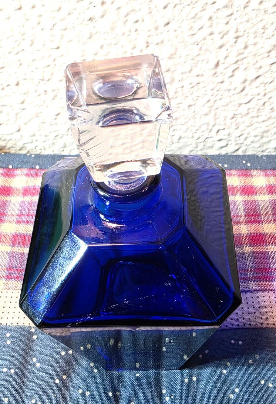 Vintage Guerlain Cuir de Russie Cobalt Blue Perfume Bottle